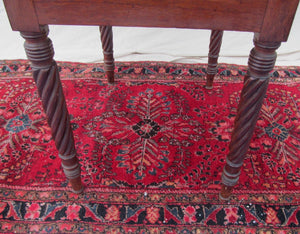 EXCELLENT FEDERAL PERIOD MAHOGANY WORK TABLE WITH SANDWICH GLASS PULLS