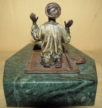 Load image into Gallery viewer, FRANZ BERGMAN AUSTRIAN COLD PAINTED BRONZE RING TRAY OF PRAYER ON ORIENTAL RUG