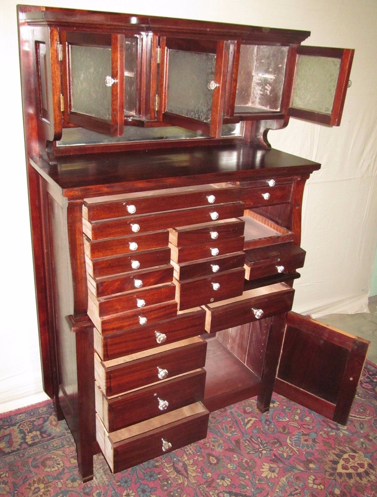 FINE 19TH CENTURY 20 DRAWER MAHOGANY DENTAL CABINET BY THE AMERICAN CABINET CO.