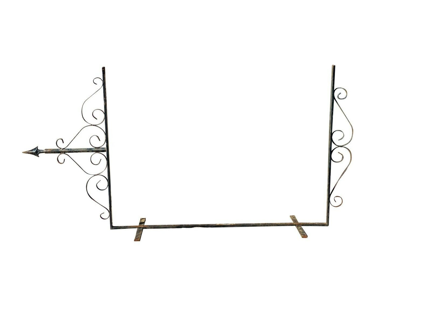 19TH C ANTIQUE VICTORIAN WROUGHT IRON ADVERTISING SIGN HOLDER