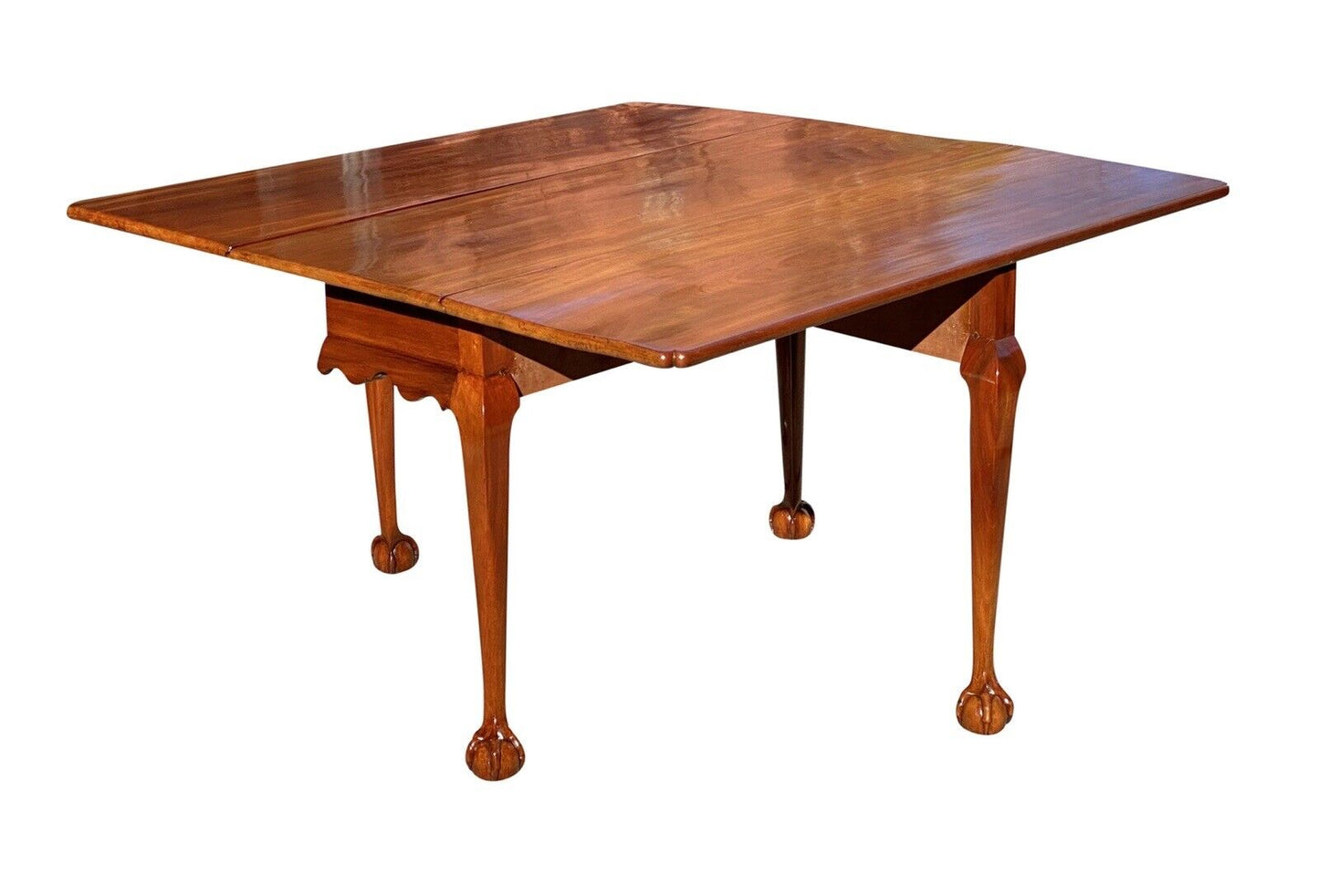 19th C Antique Centennial Chippendale Mahogany Drop Leaf Dining Table