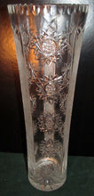 Load image into Gallery viewer, 15&quot; CUT WITH ETCHED PANEL CYLINDRICAL LEADED CRYSTAL VASE