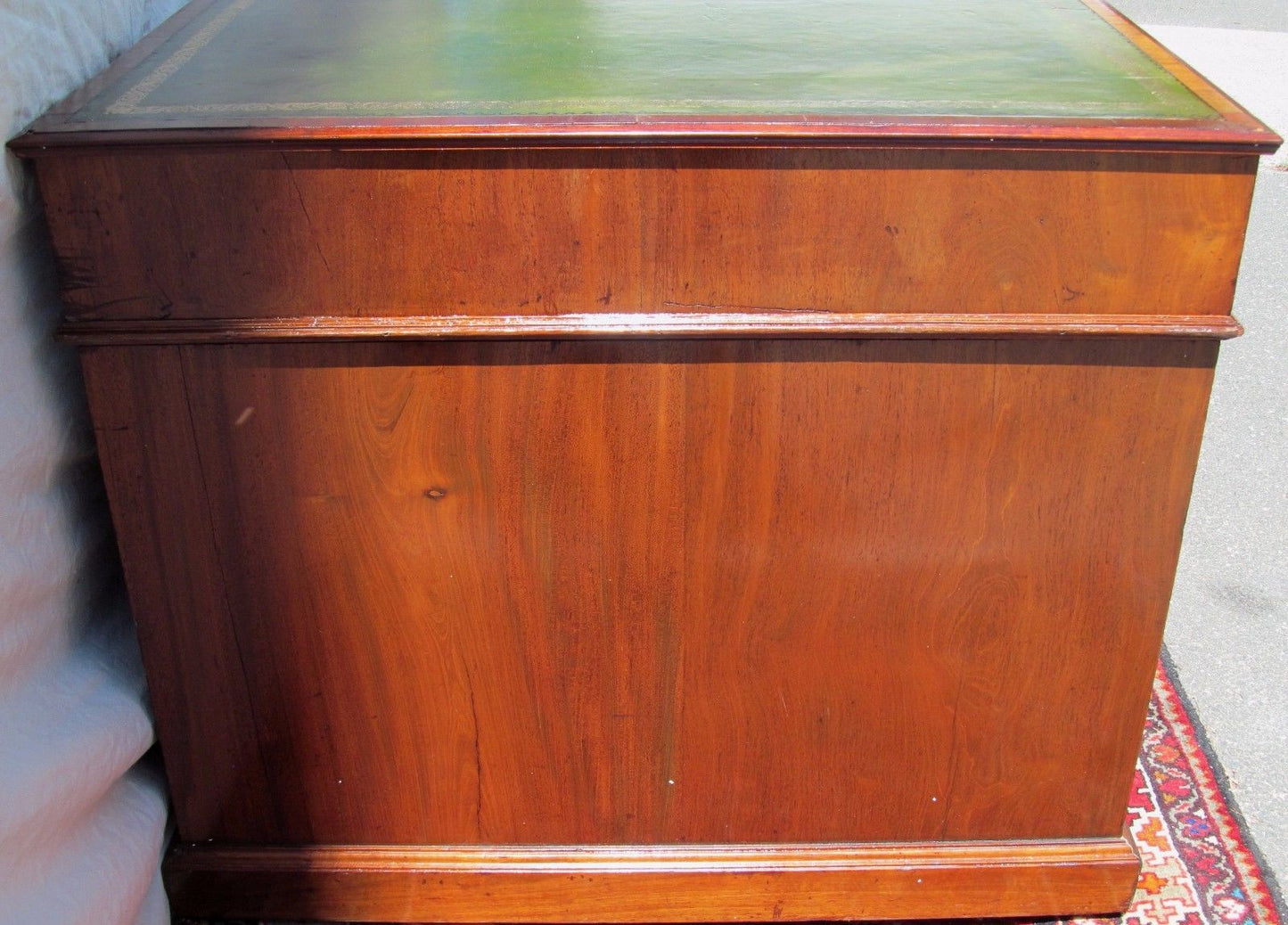 FINE GEORGIAN MAHOGANY CAMPAIGN DESK WITH LEATHER TOP AND PARTNER'S DESK FEATURE