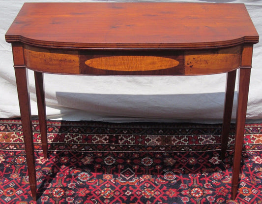 18TH CENTURY FEDERAL PORTSMOUTH NH  DUNLAP GAME TABLE-TIGER MAPLE & FLAME BIRCH