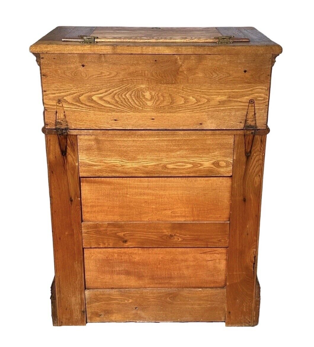 Victorian Oak Floral Carved Ice Chest With Zinc Lining & Phoenix Head Hardware