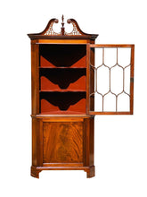 Load image into Gallery viewer, 20TH C FEDERAL ANTIQUE STYLE MAHOGANY CORNER CABINET / CUPBOARD