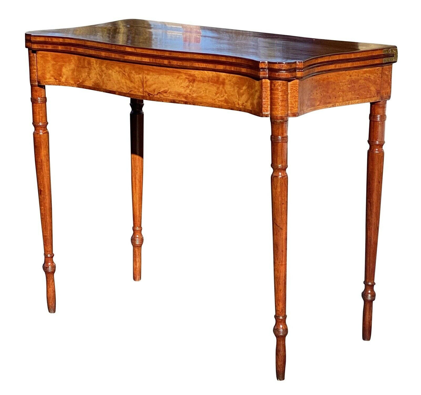 19th C Antique Sheraton Pennsylvania Walnut Card Table / Console Table