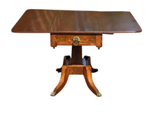 Load image into Gallery viewer, Early 19th Century Federal Mahogany Dropleaf Table With Brass Floral Ring Pulls