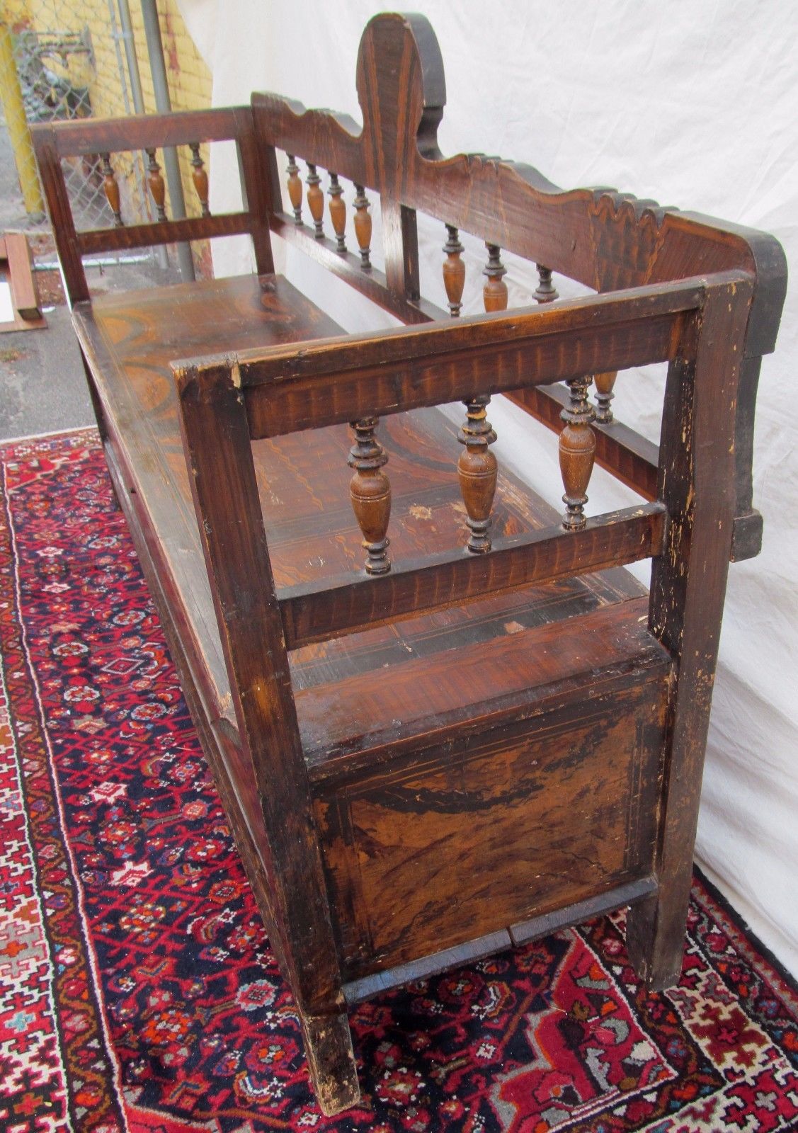 SUPERB EARLY 19TH CENTURY GRAIN PAINTED SETTLE BENCH-EXCEPTIONAL SPECIMEN-LOOK!