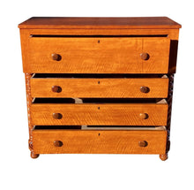Load image into Gallery viewer, 19th C Antique Sheraton Cherry &amp; Tiger Maple Chest of Drawers / Dresser