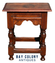 Load image into Gallery viewer, 17TH C ANTIQUE OAK CARVED JOINT STOOL