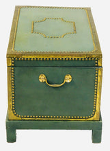 Load image into Gallery viewer, 19TH C ANTIQUE BRASS DECORATED BLANKET BOX / TRUNK ON FRAME