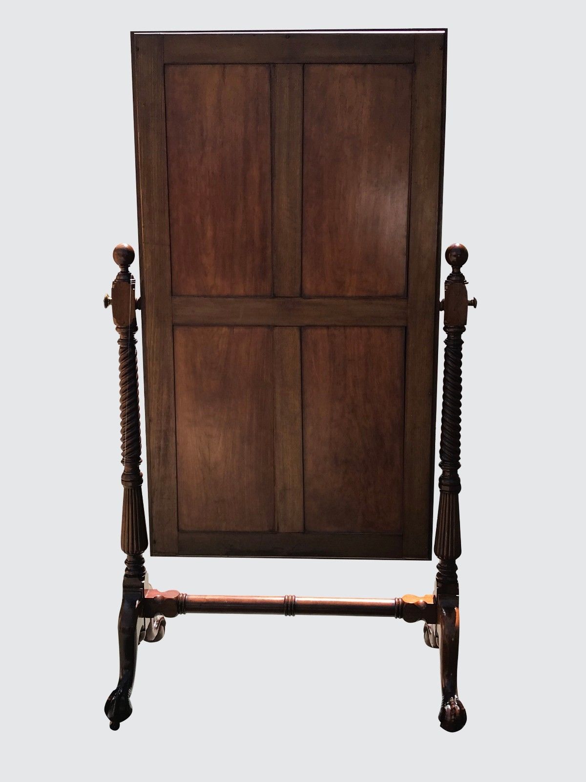 Early 19th Century Classical Mahogany Cheval Mirror on Talon Feet W/ Candle Cups