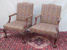 Load image into Gallery viewer, PAIR MAHOGANY CHIPPENDALE STYLED LOLLING CHAIRS W/ BALL &amp; CLAW CARVED LEGS