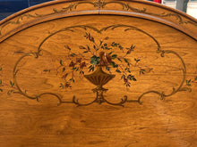 Load image into Gallery viewer, 20th C Antique Walnut Adams Style Twin Size Bed - Painted Flowers &amp; Vines