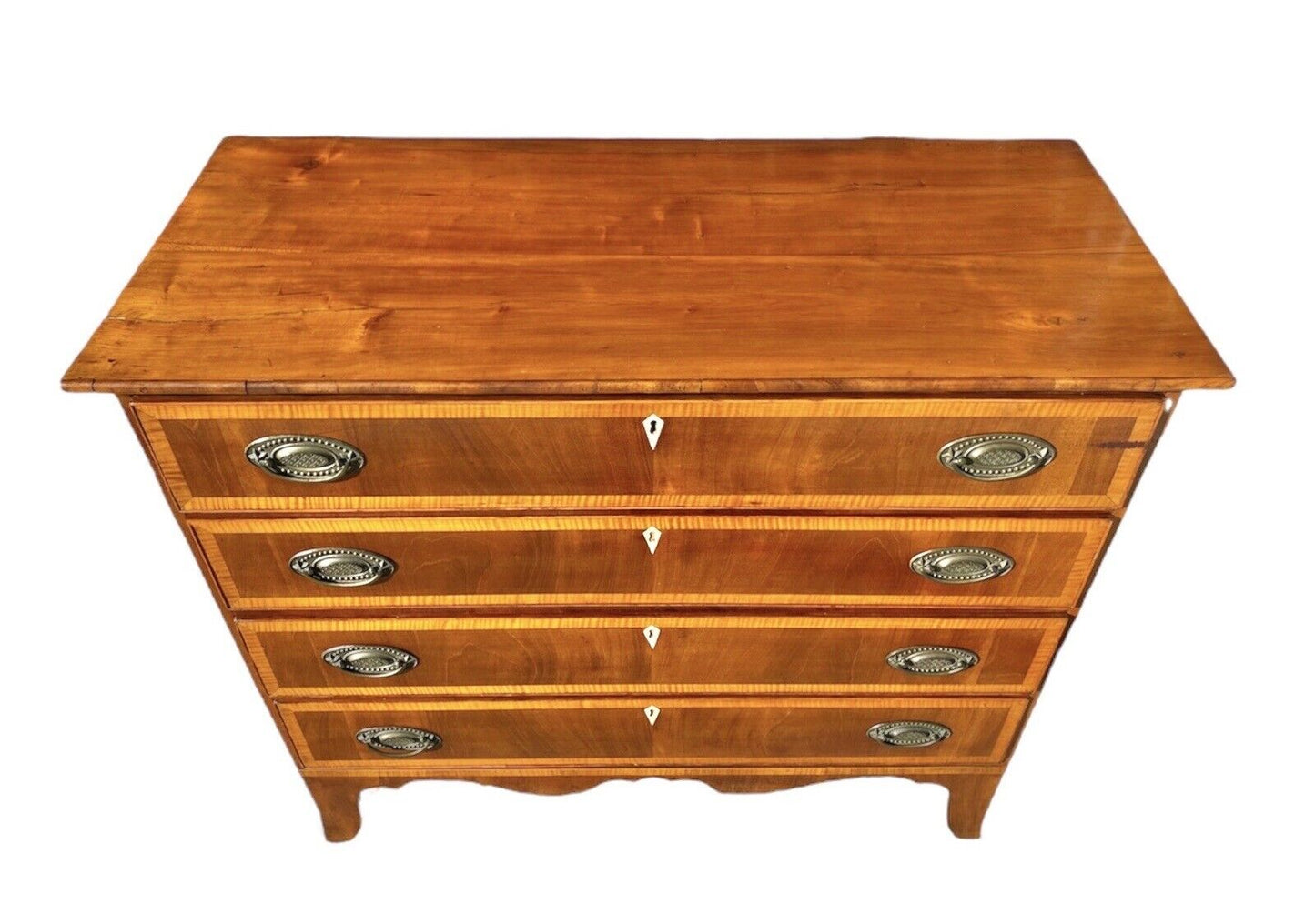 Antique Cherry & Tiger Maple Hepplewhite Chest of Drawers - Spooner & Fitts