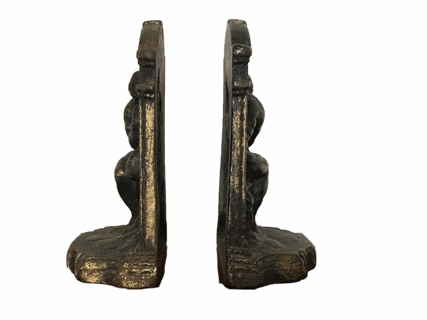 20TH C ANTIQUE THE THINKER BRONZE BOOKENDS