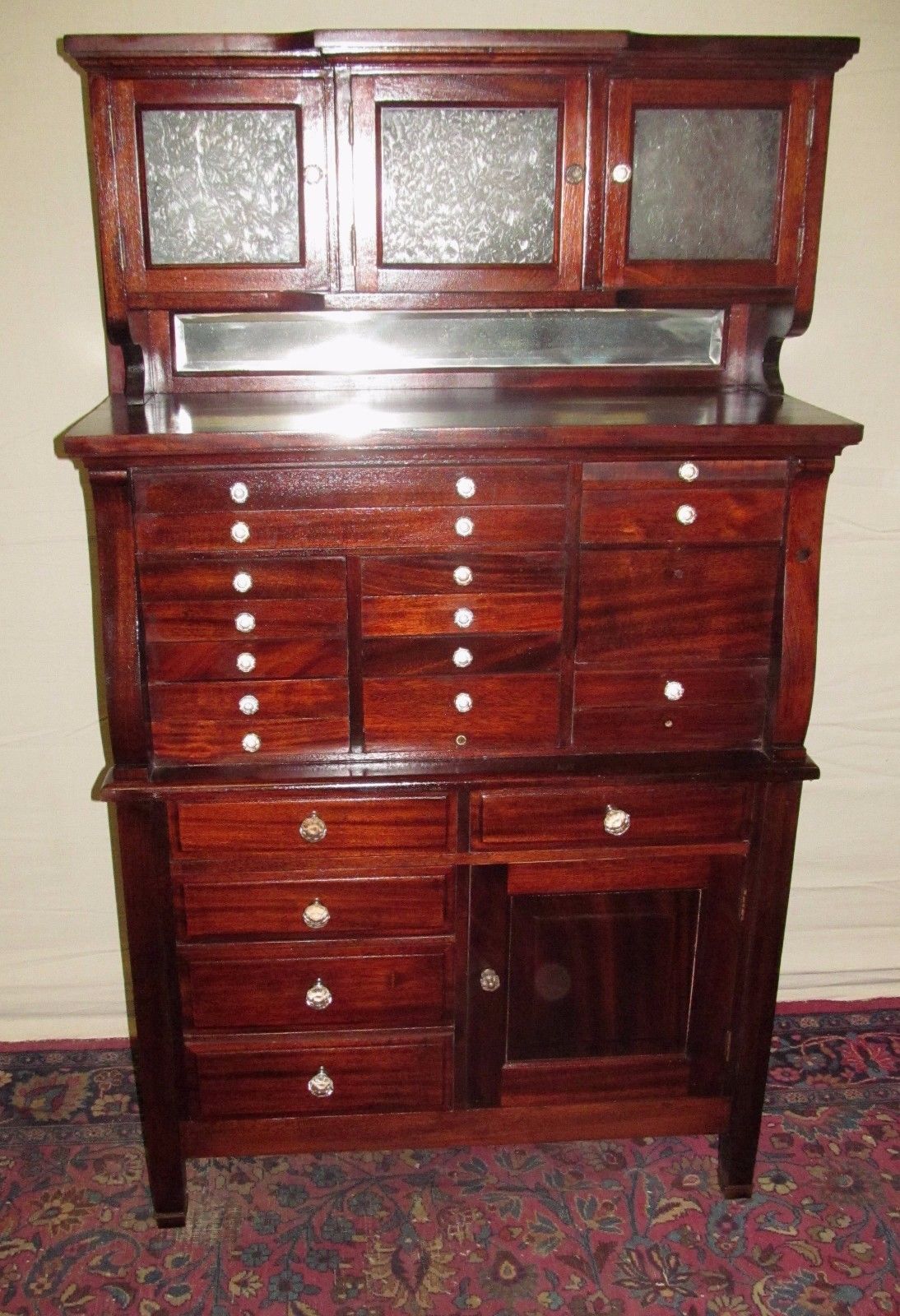 FINE 19TH CENTURY 20 DRAWER MAHOGANY DENTAL CABINET BY THE AMERICAN CABINET CO.