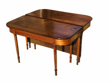 Load image into Gallery viewer, 19TH C ANTIQUE SHERATON PERIOD DROP LEAF BANQUET / DINING TABLE
