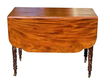 Load image into Gallery viewer, 19TH C ANTIQUE NEW YORK SHERATON MAHOGANY DROP LEAF TABLE ~ ACANTHUS CARVED LEGS