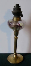 Load image into Gallery viewer, SIGNED PARIS 19TH CENTURY ANTIQUE COLORED FLORAL PAINTED PONTIL PEG LAMP