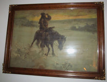 Load image into Gallery viewer, WALTER GRANVILLE SMITH&#39;S LONE MOUNTED WARRIOR IN OAK WITH BRASS MOUNTED FRAME