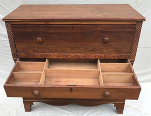 EXCEPTIONAL FEDERAL PERIOD SOUTHERN WALNUT BUTLERS DESK W/ RARE TENDRIL CARVINGS