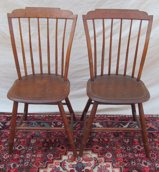 PAIR OF 18TH CENTURY NEW ENGLAND WINDSOR BIRDCAGE CHAIRS