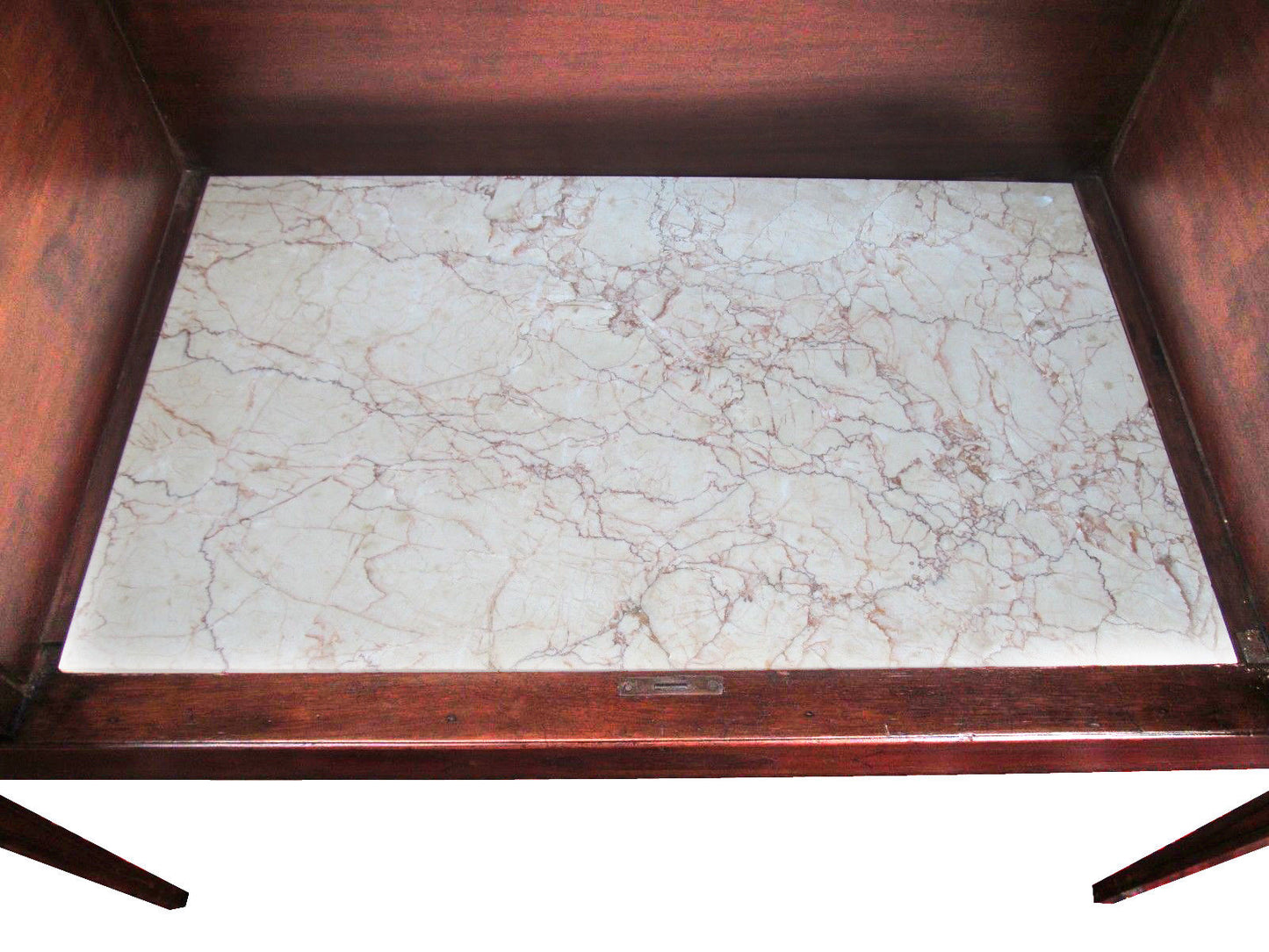 CARLTON HOUSE FEDERAL STYLED ICICLE INLAID TAMBOUR SERVER WITH MARBLE TOP