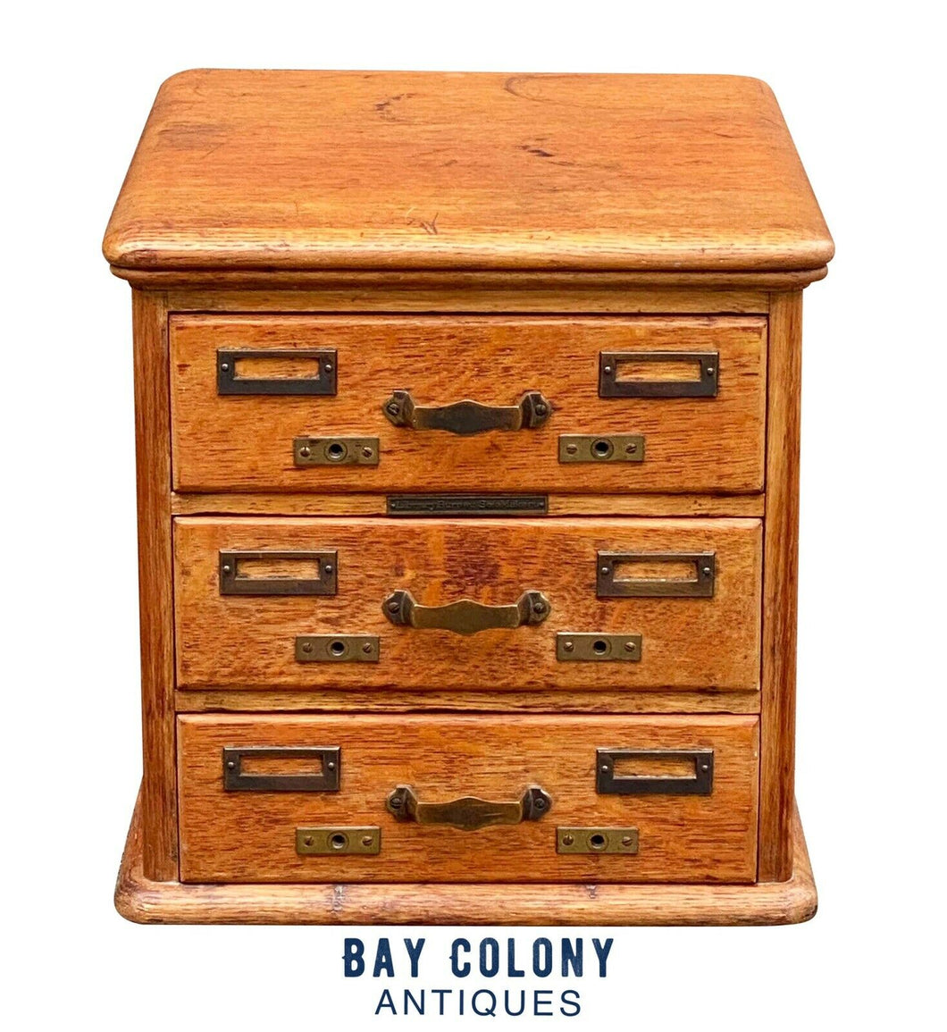 20th C Antique Tiger Oak Desktop File Cabinet ~ Library Bureau Sole Makers