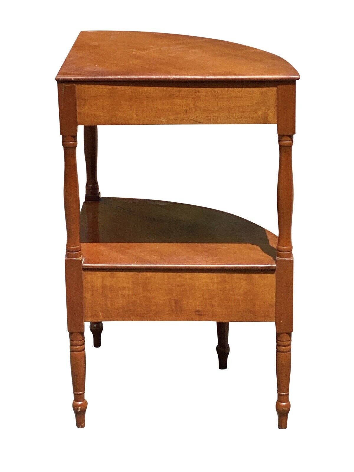 Late 18th Century Antique Federal Tiger Maple & Cherry Curved Corner Wash Stand