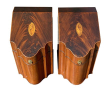 Load image into Gallery viewer, 18th C Pair of Antique Federal Mahogany Knife Boxes - Conch Shell &amp; Star Inlay