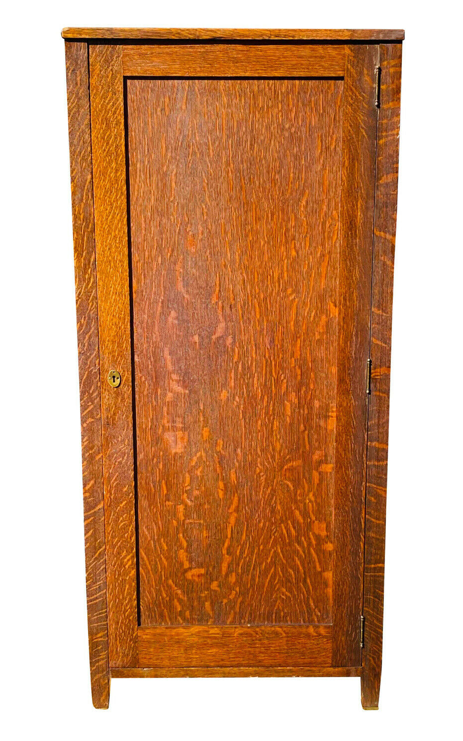 19TH C ANTIQUE VICTORIAN TIGER OAK WARDROBE / CABINET