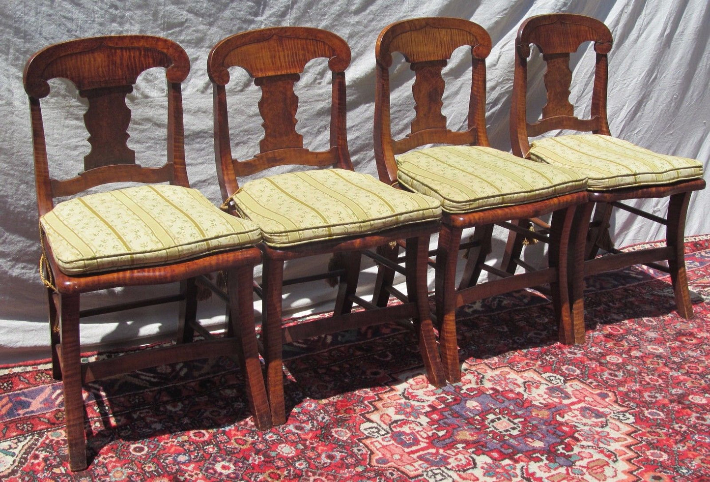 SET OF FOUR FEDERAL PERIOD TIGER MAPLE CHAIRS