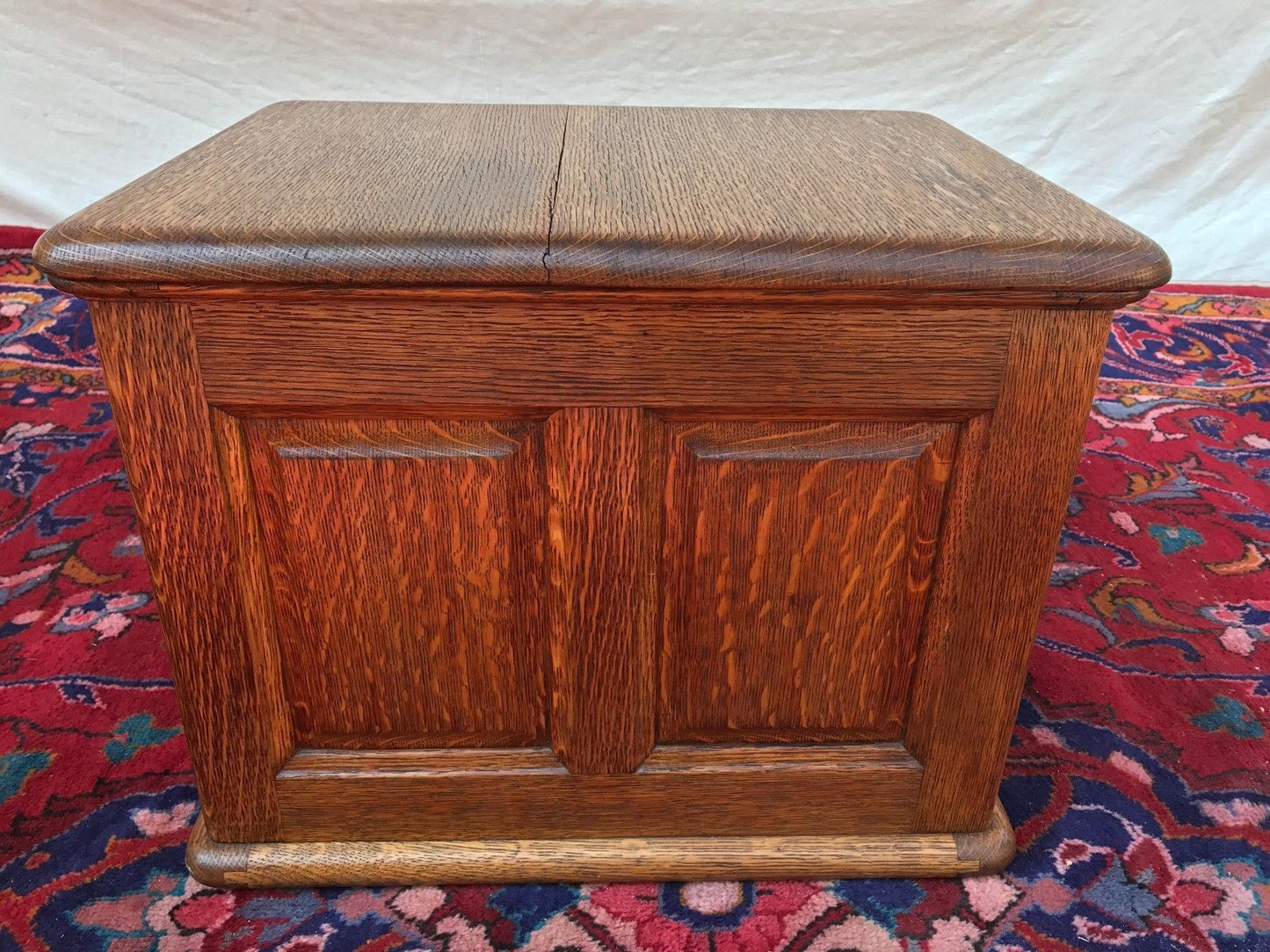 VICTORIAN TIGER OAK RAISED PANEL 3 DRAWER DESKTOP FILE CABINET