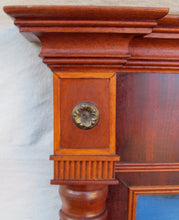 Load image into Gallery viewer, FEDERAL PERIOD REVERSE PAINTED DECORATIVE MIRROR IN CARVED MAHOGANY FRAME