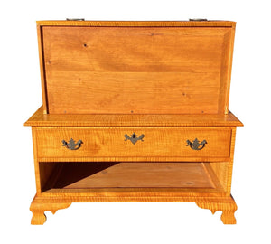 Chippendale Antique Style Tiger Maple 2 Drawer Blanket Chest / Blanket Box