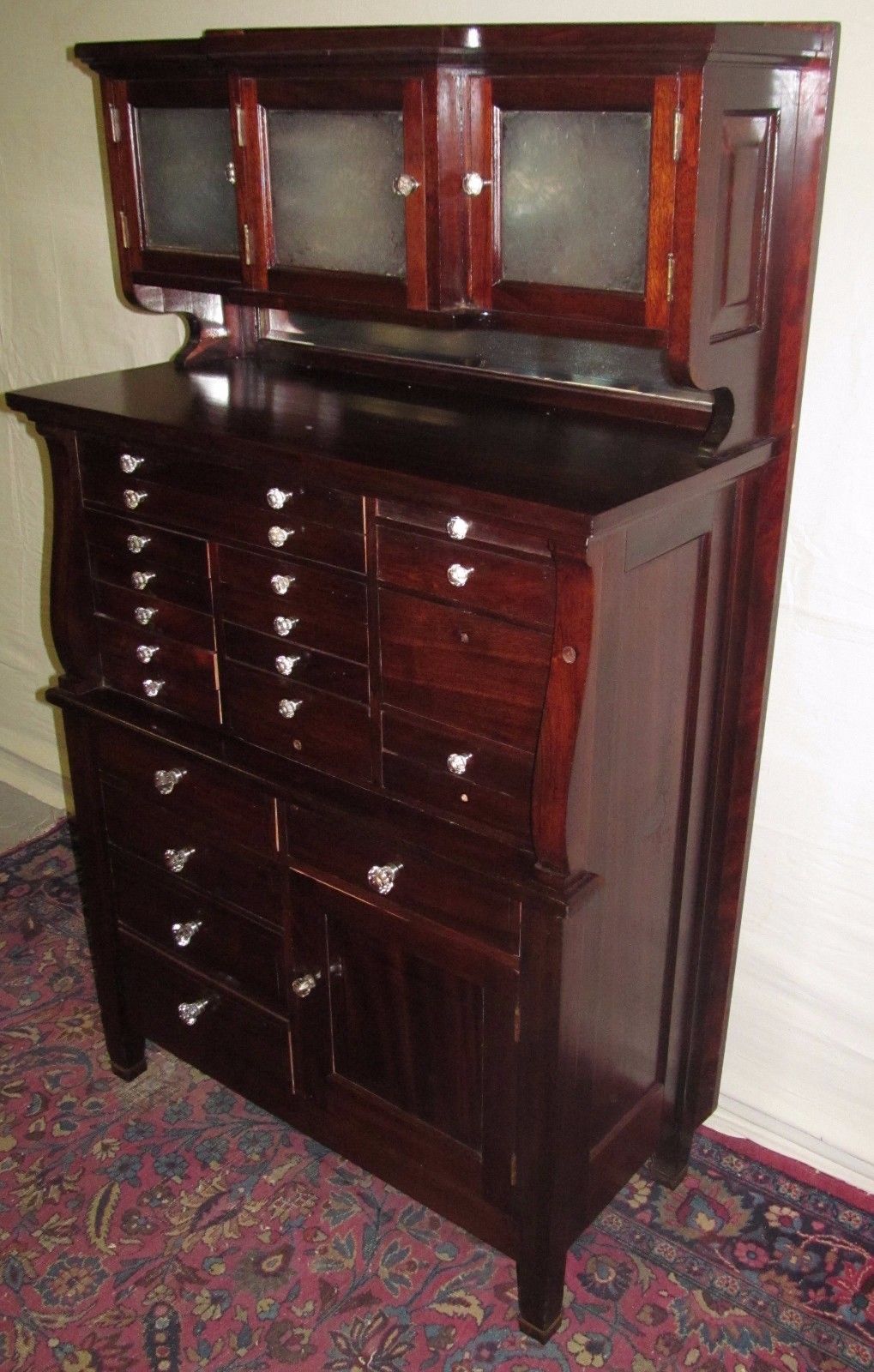 FINE 19TH CENTURY 20 DRAWER MAHOGANY DENTAL CABINET BY THE AMERICAN CABINET CO.