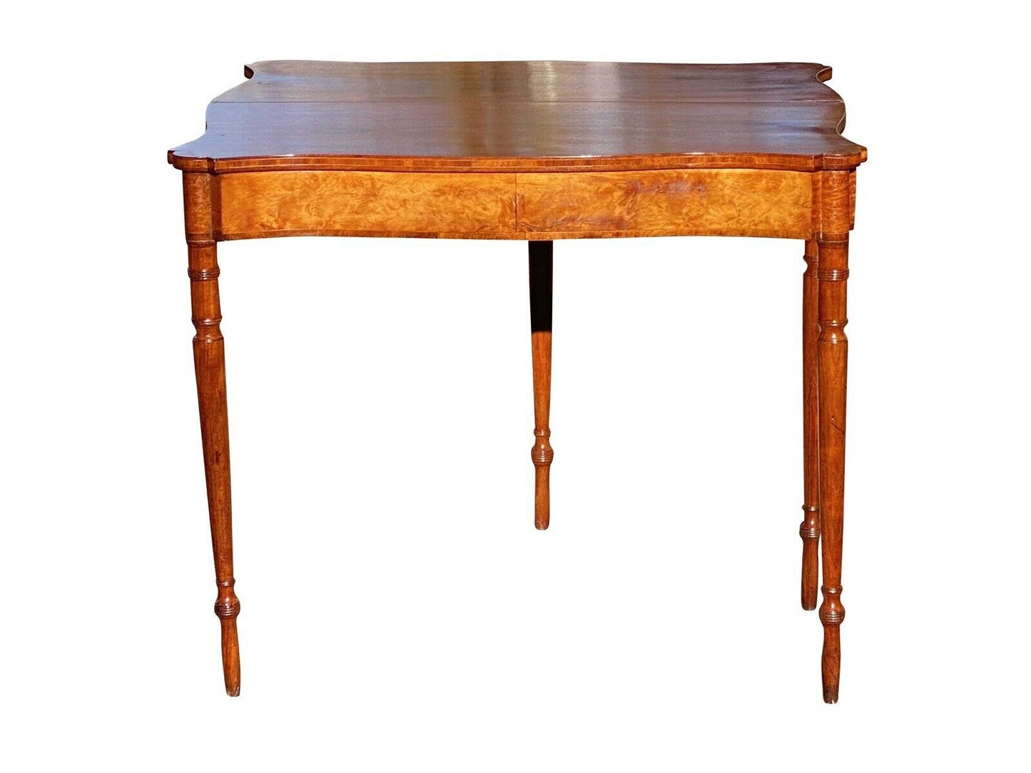 19th C Antique Sheraton Pennsylvania Walnut Card Table / Console Table