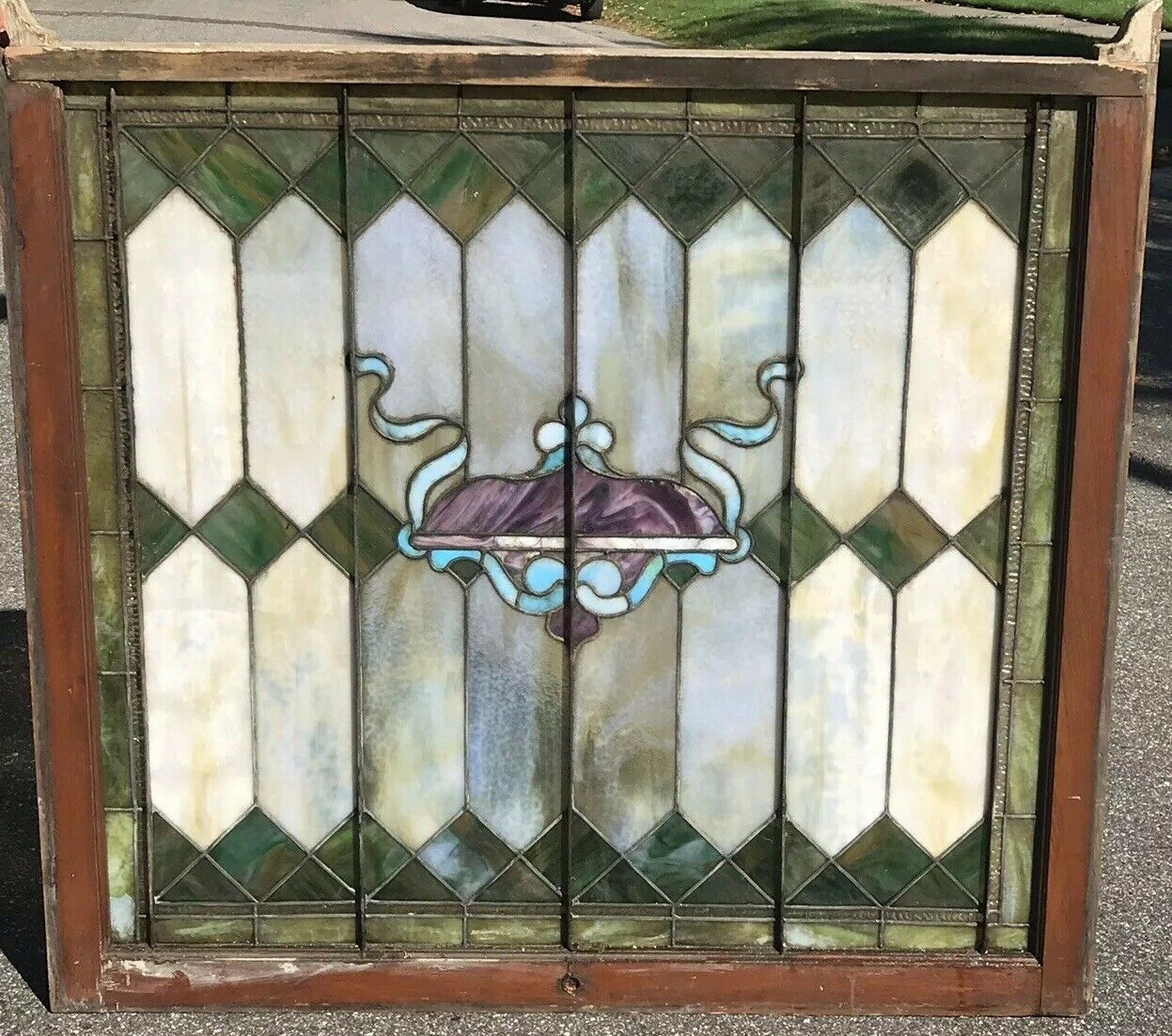 19TH C ANTIQUE VICTORIAN ARCHITECTURAL STAINED GLASS WINDOW