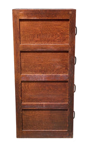 20th C Antique Arts & Crafts 4 Drawer Tiger Oak Globe Wood File Cabinet