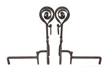 Load image into Gallery viewer, Monumental Antique Arts &amp; Crafts Wrought Iron Andirons - 30” Tall