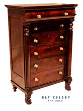 Load image into Gallery viewer, 19TH C ANTIQUE FRENCH EMPIRE / CLASSICAL MAHOGANY LINGERIE CHEST / DRESSER