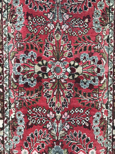 20TH C ANTIQUE HAMADAN 19+ FOOT X 3’ RUNNER CARPET