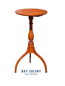 Federal Style New England Cherry Candlestand With Rare Tripod Spider Legs