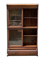Load image into Gallery viewer, 19TH C ANTIQUE VICTORIAN OAK DANNER STACKING BARRISTER BOOKCASE
