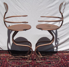 Load image into Gallery viewer, FOLK ART SCULPTURE STEEL BAR STOOLS ATTRIBUTED TO JOHN RISELY