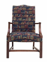 Load image into Gallery viewer, 20TH C CHIPPENDALE ANTIQUE STYLE LIBRARY ARM CHAIR / LOLLING CHAIR