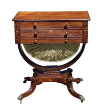 Load image into Gallery viewer, 19th C Antique Federal New York Duncan Phyfe Mahogany Sewing Stand / Work Table