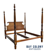 Load image into Gallery viewer, 20th C Vintage King Size Sheraton Style Carved Mahogany Four Post Bed